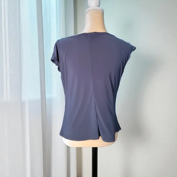 Dressbarn Collection Sz PL Gray Embellished sleeveless top scalloped whimsy - Picture 5 of 8